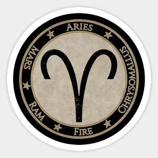 Vintage Aries Zodiac Sign Horoscope Astrology Symbol Sticker